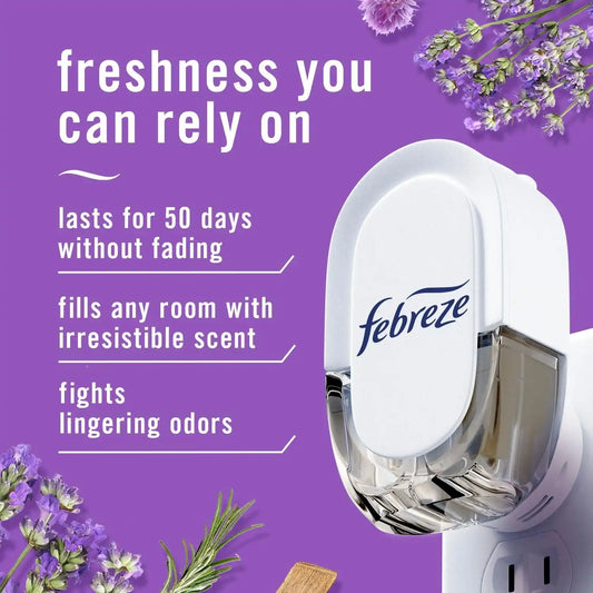 Febreze Plug in Air Freshener, Odor-Fighting Scented Oil Refill, Twilight Lavender and Downy April Fresh Scents, 4 Refills