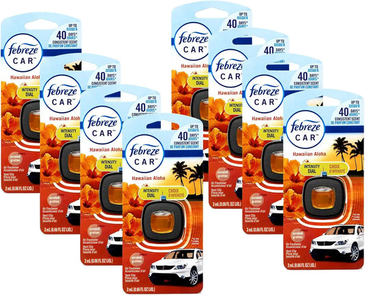 Febreze Odor Clear Car Vent Air Freshener Clip, Hawaiian Aloha 0.06 Fl.Oz - 8 Pack