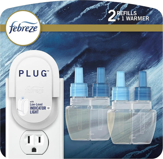 Febreze Plug, Ocean Scent, Scented Refill, 1 Warmer + 2 Oil Refills