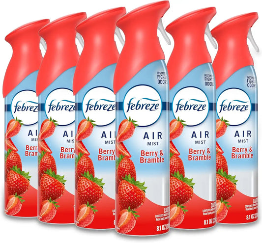 Febreze New & Improved Air Mist, Berry & Bramble Air Freshener, Home and Kitchen Essentials, Odor Fighting Room Spray (Pack of 6)