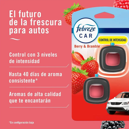 Febreze Car Air Freshener Vent Clip Berry & Bramble Scent, .06 oz. Car Vent Clip, 2 Count