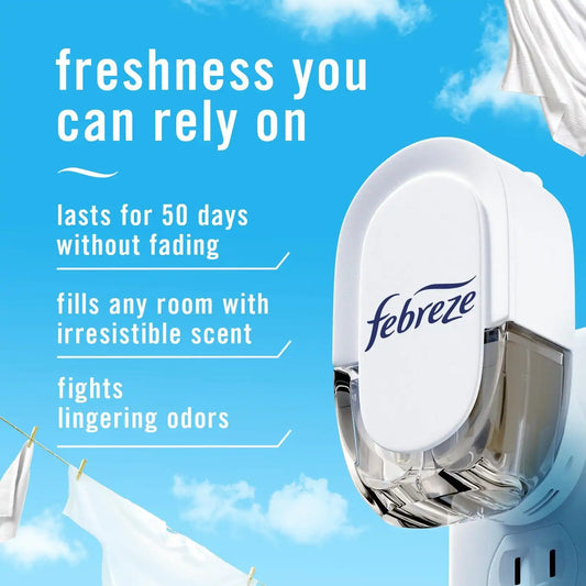 Febreze Plug In Air Freshener, Odor-Fighting Scented Oil Refill, Air Fresheners for Home and Bathroom and Kitchen, Long Lasting for Strong Odors, Mountain/Ocean/Rainforest Mix, 0.87oz Refills, 3 Count