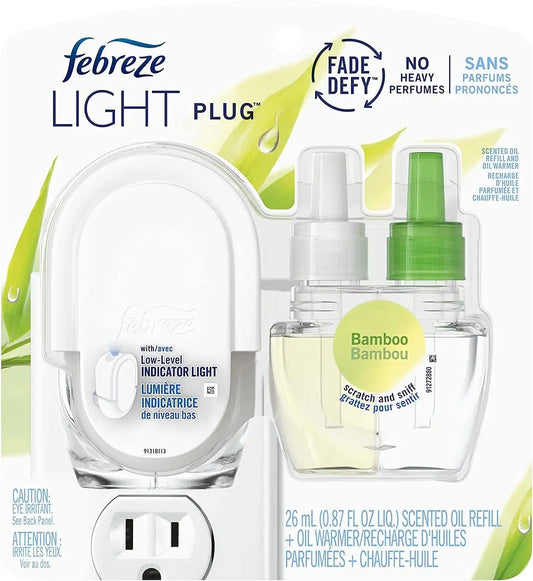 Febreze Light Plug Bamboo Starter Kit with Fade Defy Technology Pack of 2