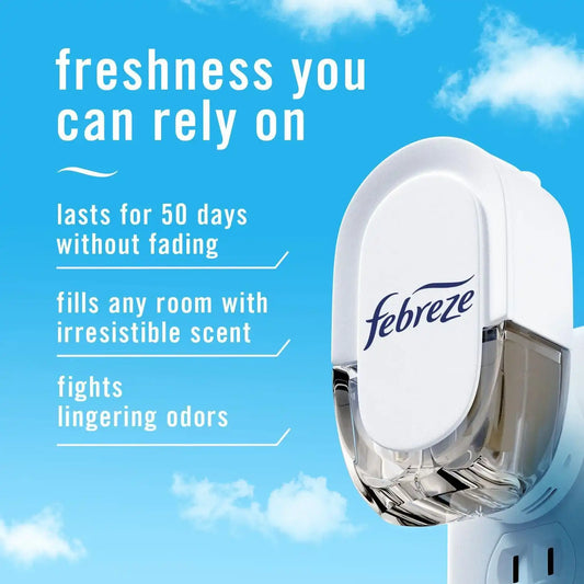 Febreze Plug In Air Freshener, Odor-Fighting Scented Oil Refill, Air Fresheners for Home and Bathroom and Kitchen, Long Lasting for Strong Odors, Jasmine & Honeysuckle Scent, 0.87oz Refills, 4 Count