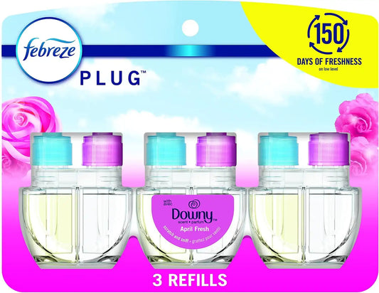 Febreze Plug-In Air Freshener, Odor-Fighting Scented Oil Refill, Air Fresheners for Home, Bathroom and Kitchen, Long Lasting, Downy April Fresh Scent, Cranberry, 0.87oz Refills, 3 Count