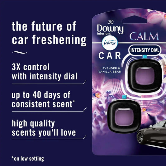 Febreze Car Air Freshener, Odor-Fighting Automotive Vent Clip, Scented Car Accessories, Long Lasting for Strong Odors, Downy Calm Scent, 4 Count